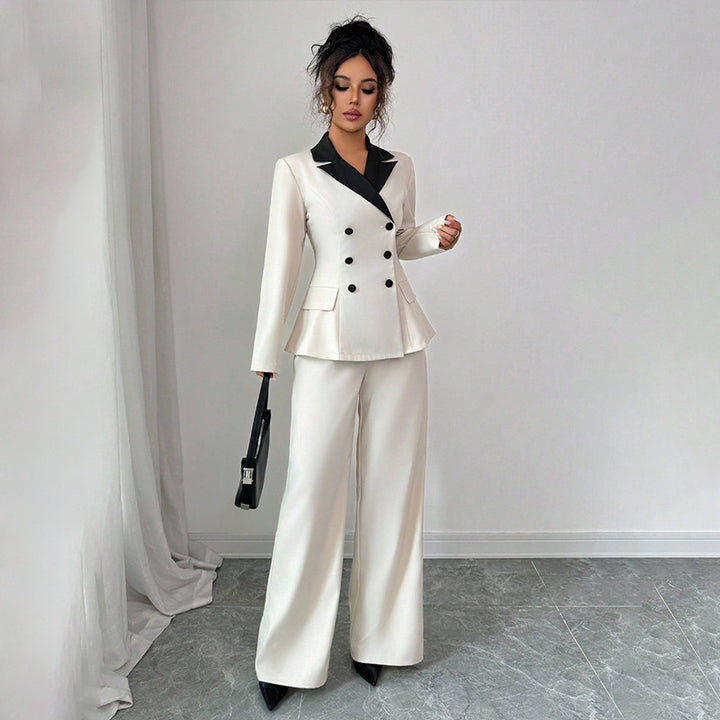 Women's Workwear Set with Blazer & Wide Leg Pants | Formal