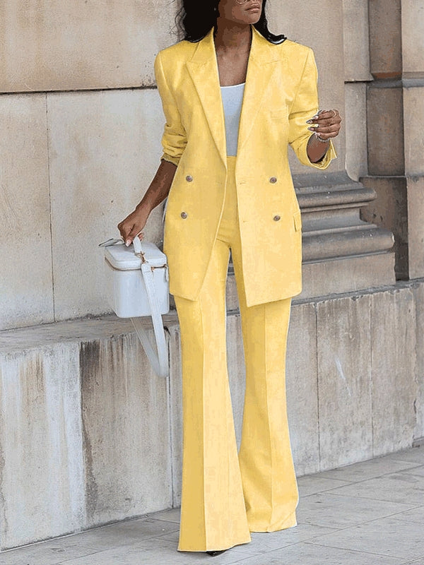 Women's Workwear Set with Double-Breasted Blazer | Flared