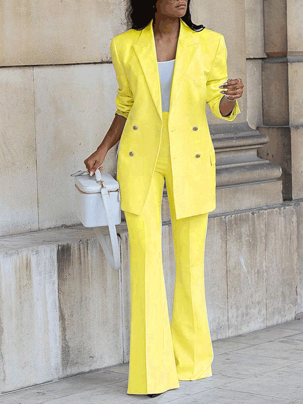 Women's Workwear Set with Double-Breasted Blazer | Flared