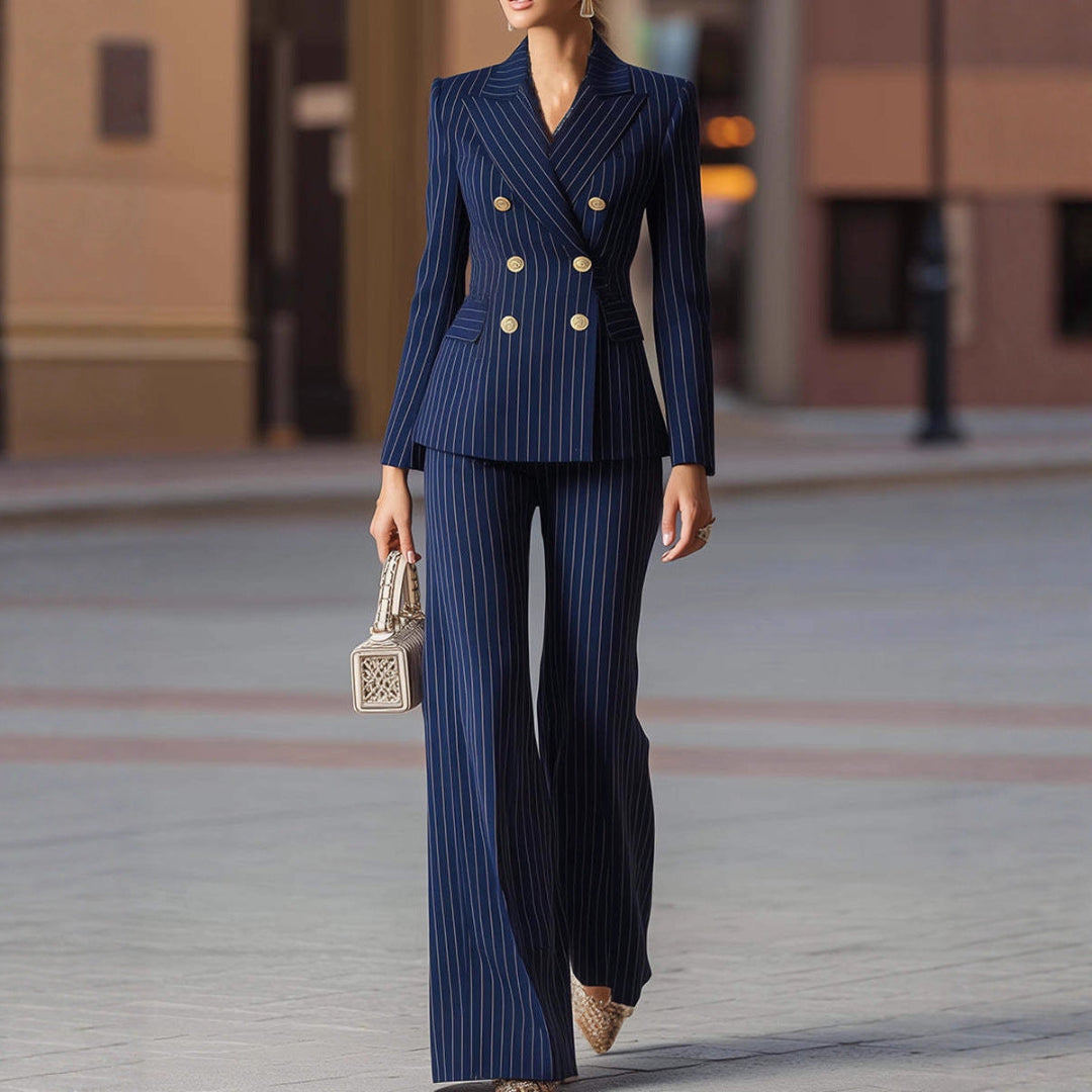 Women's Workwear Set with Pinstripe Blazer & Pants | Formal