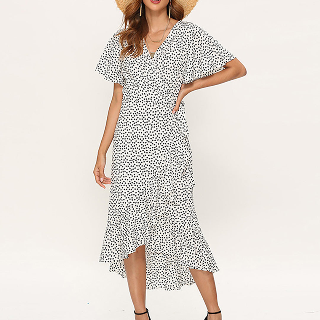 Women's Wrap Dress Floral with Ruffle Hem | Maxi