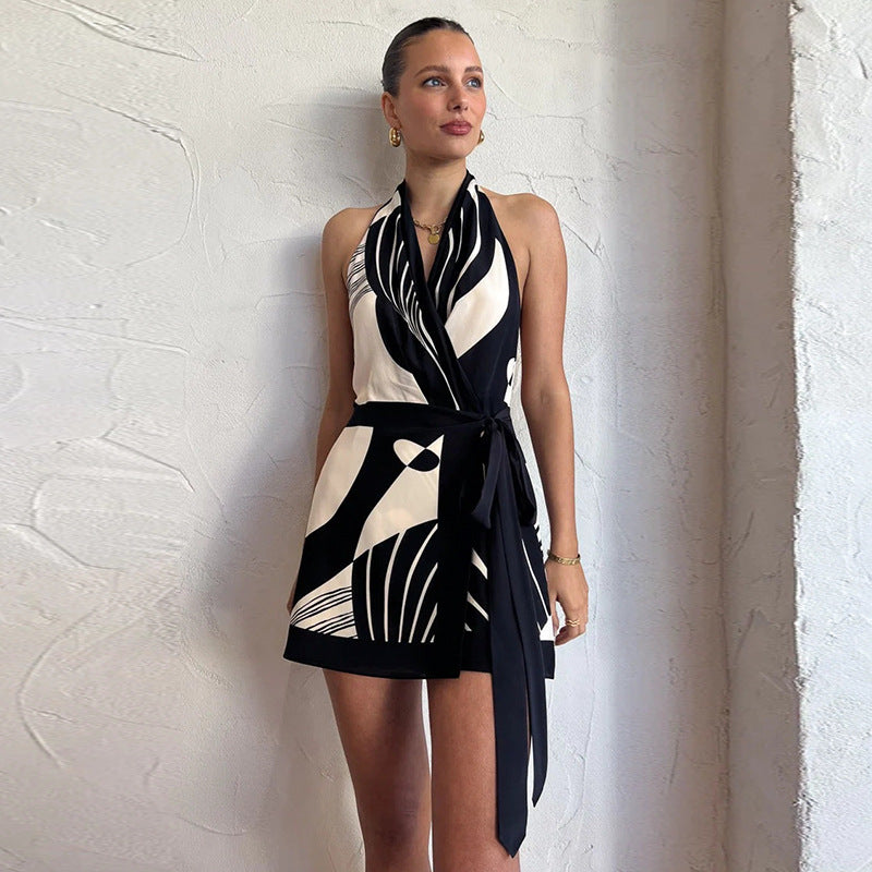Women's Wrap Dress with Halter Neck | Mini