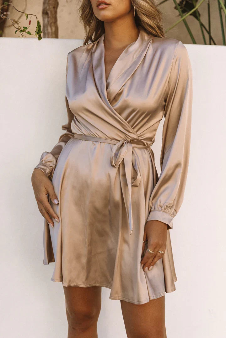 Women's Wrap Dress with Tie Waist | Long Sleeve
