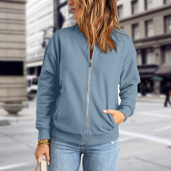 Women's Zip-Up Bomber Jacket with Pockets | Casual