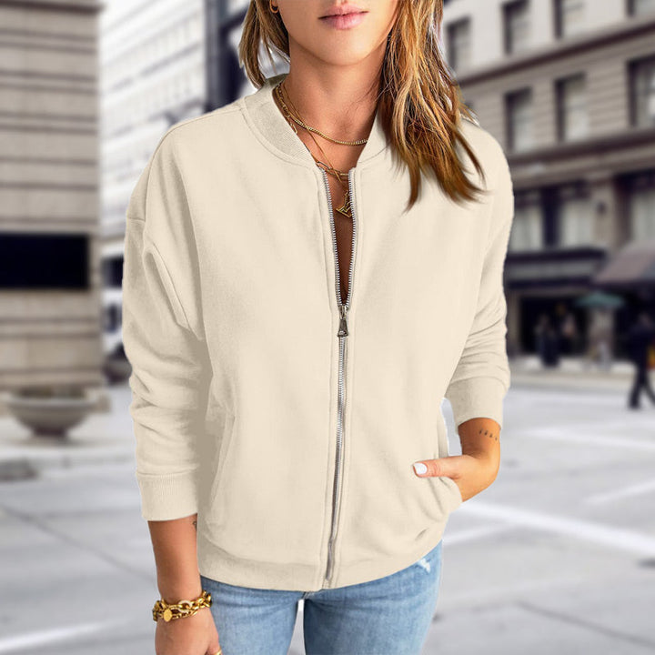 Women's Zip-Up Bomber Jacket with Pockets | Casual