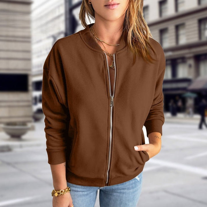 Women's Zip-Up Bomber Jacket with Pockets | Casual