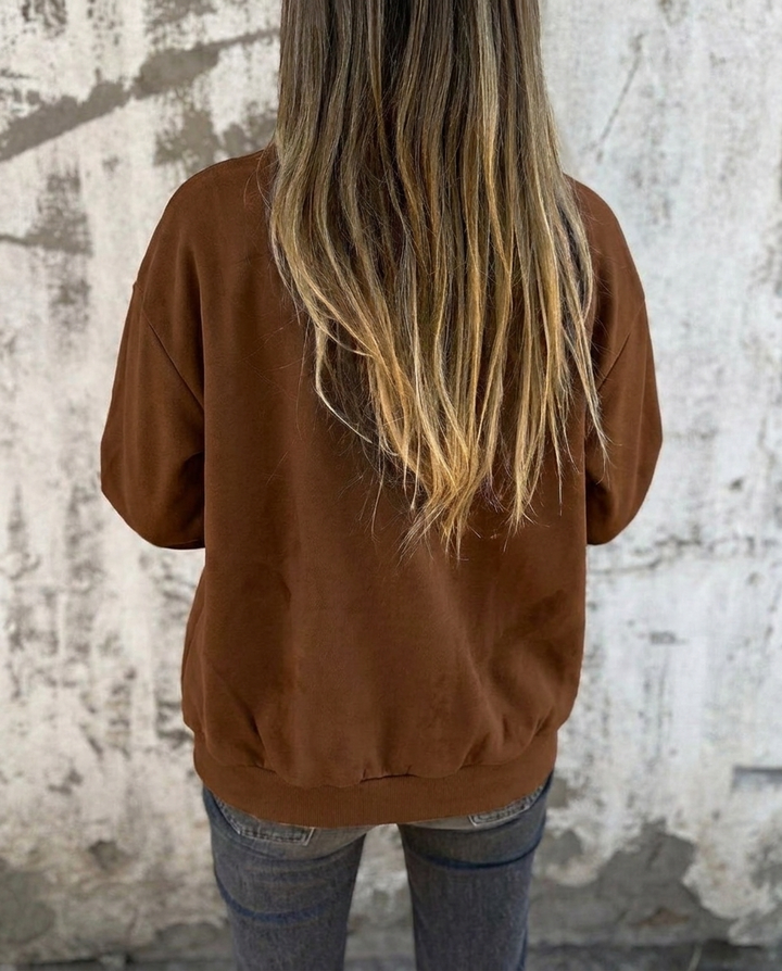Women's Zip-Up Bomber Jacket with Ribbed Cuffs | Casual